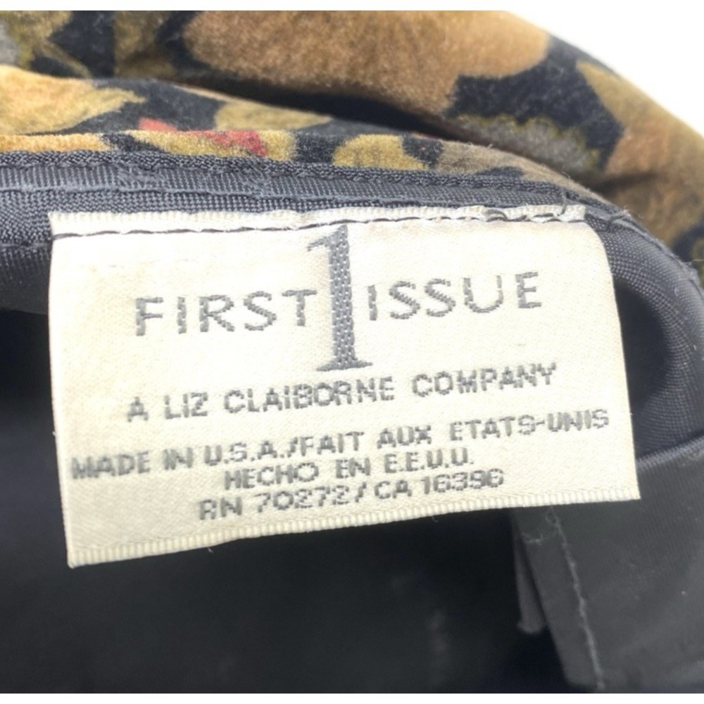 Vintage First Issue Liz Claiborne Baker Boy Hat Velvet Floral Newsboy Cap - Picture 8 of 8